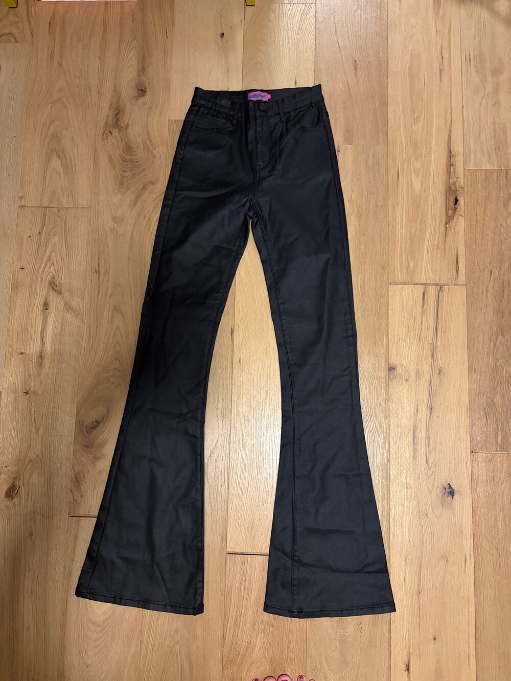 Edikted Black Faux Leather Flared Pants